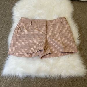 NWT Ann Taylor LOFT Size 4 Marisa Taupe Tan Brown Pink Dot Shorts 4" Inseam